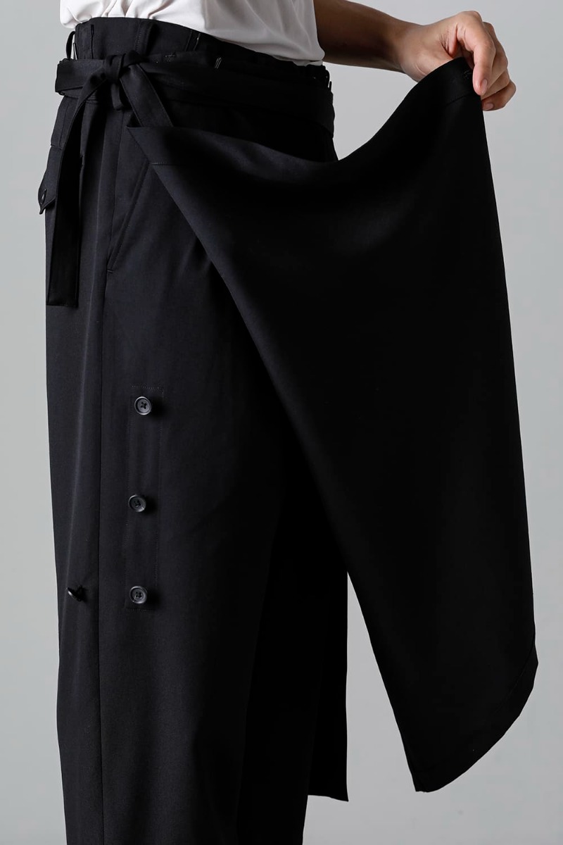 Yohji Yamamoto(ヨウジヤマモト) 23SS(春夏) HZ-P37-100 フレアスカート布付きパンツ 1-007