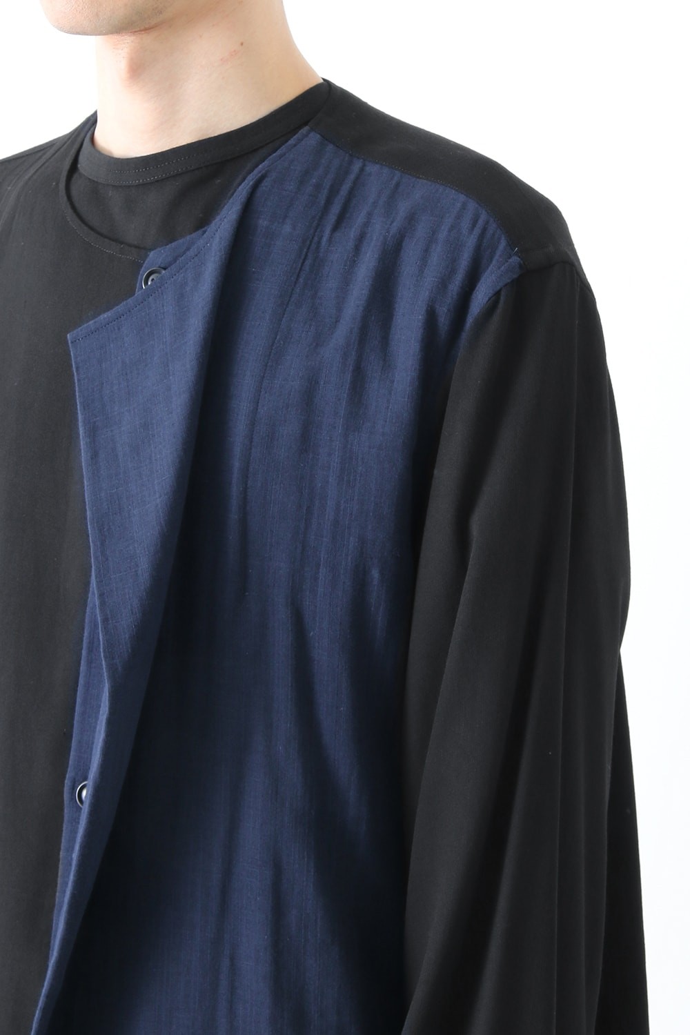 Left Front Double Layer Shirt- Yohji Yamamoto Homme Left Front Double Layer Shirt- Yohji Yamamoto Homme