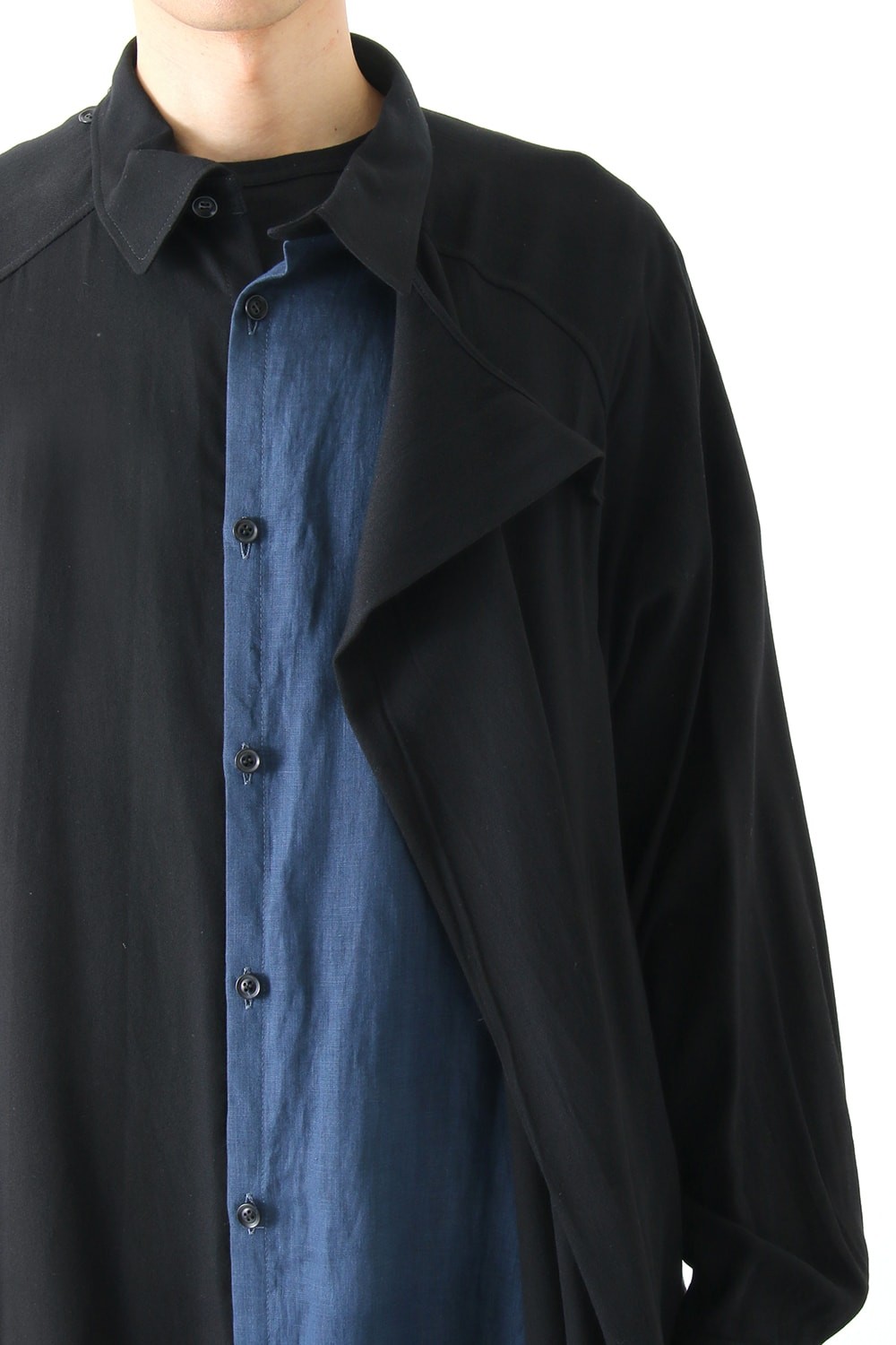 Double Left Side Shirt Coat- Yohji Yamamoto Homme Double Left Side Shirt Coat- Yohji Yamamoto Homme