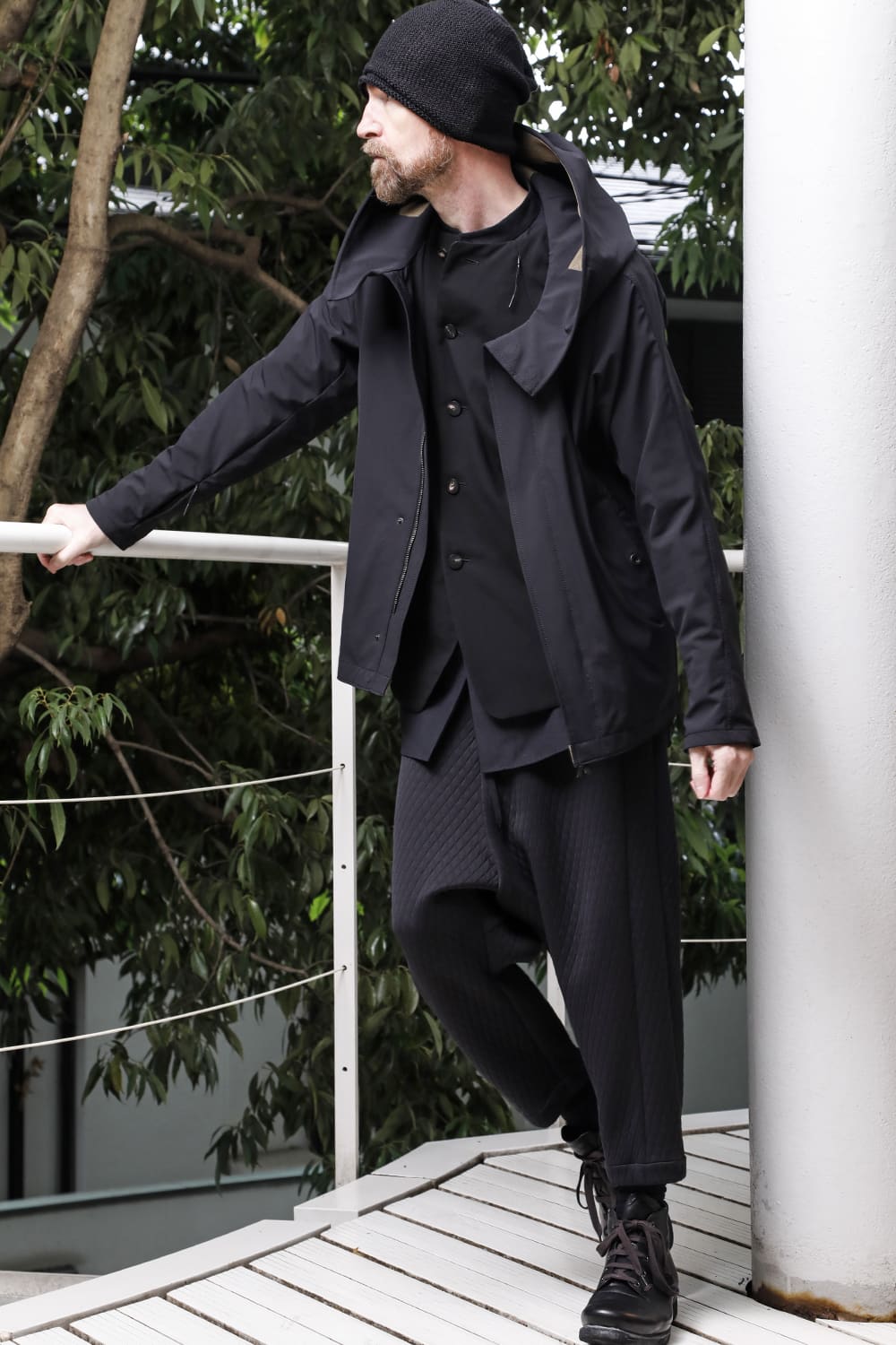 DEVOA 23SS Drop Crotch Cropped Pants Quilted Cotton/Polyester 6-004