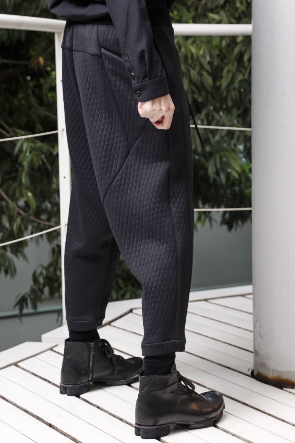 DEVOA 23SS Drop Crotch Cropped Pants Quilted Cotton/Polyester 6-002