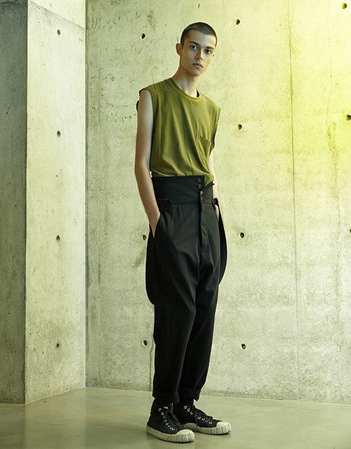 Song for the Mute - SHEER GABARDINE PLEATED T APERED P ANT W/ SELF SUSPENDERS Song for the Mute - SHEER GABARDINE PLEATED T APERED P ANT W/ SELF SUSPENDERS