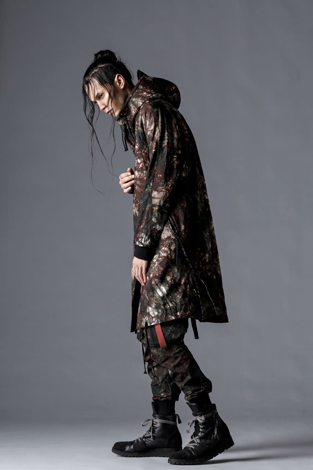 D.HYGEN 23SS Uneven Dyed Nylon Oxford Coat Moss Black 1-002