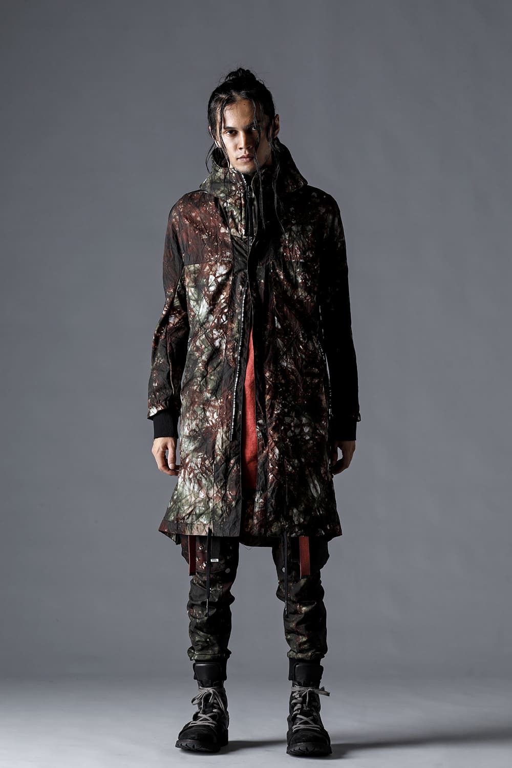 D.HYGEN 23SS Uneven Dyed Nylon Oxford Coat Moss Black 1-001