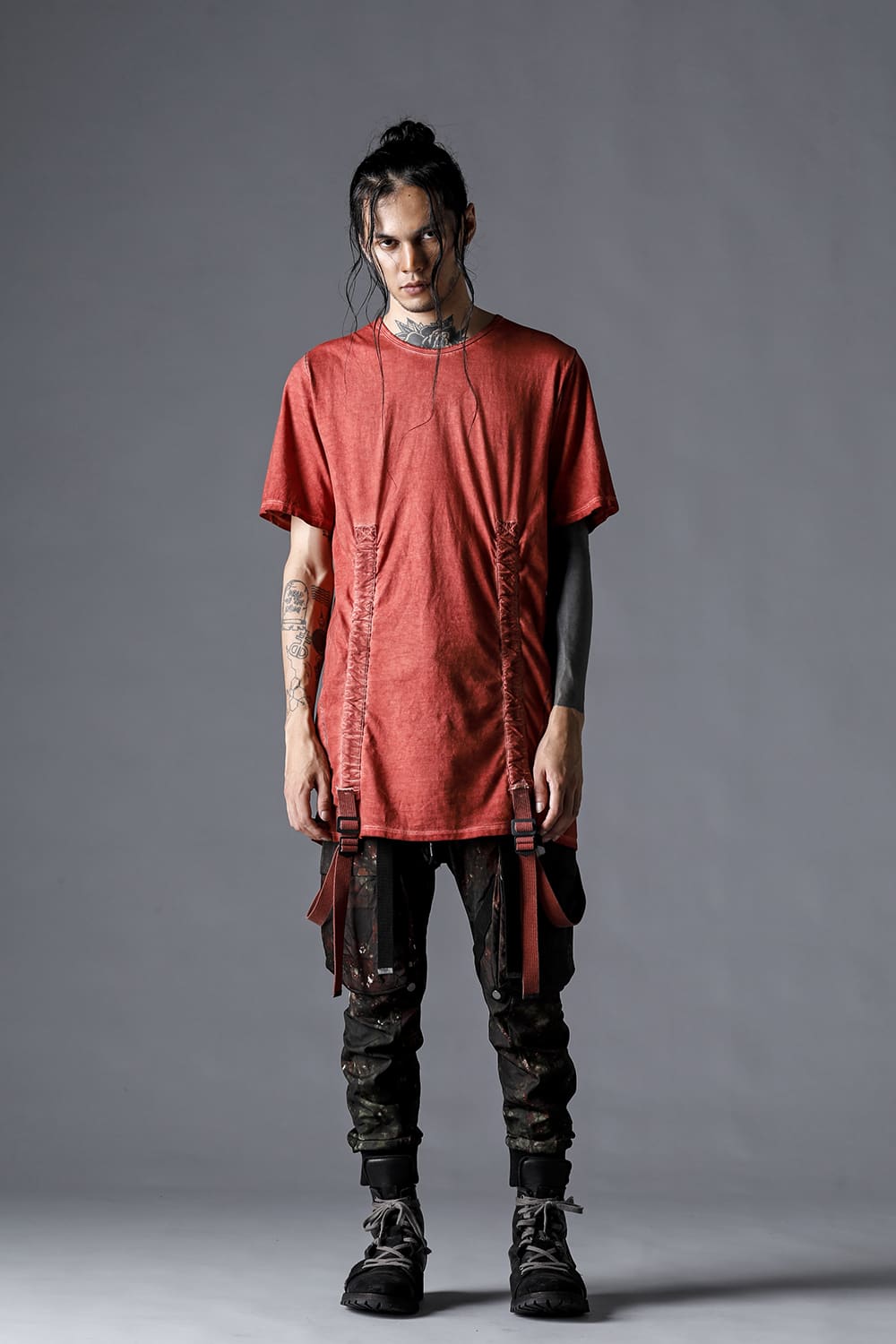 D.HYGEN 23SS Mud-Dyed Nylon Ox-Detachable Cargo Pocket Jog Trousers Moss Black 3-001