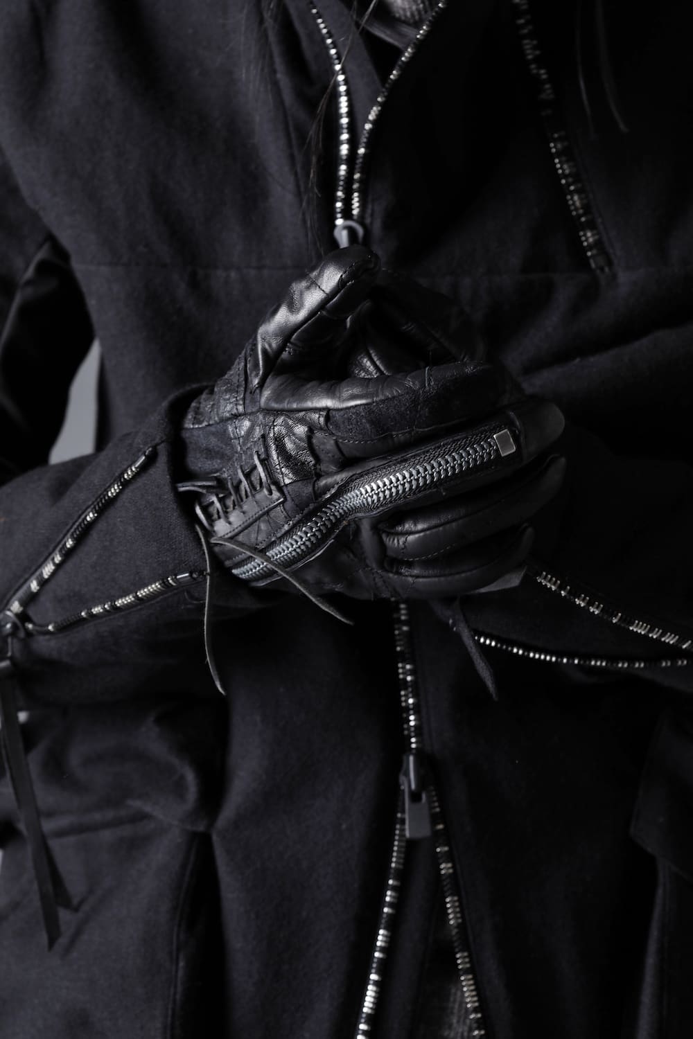 D.HYGEN(ディーハイゲン) 22-23AW(秋冬) ST108-0222A パッチワークマルチレザージップグローブ 3-002