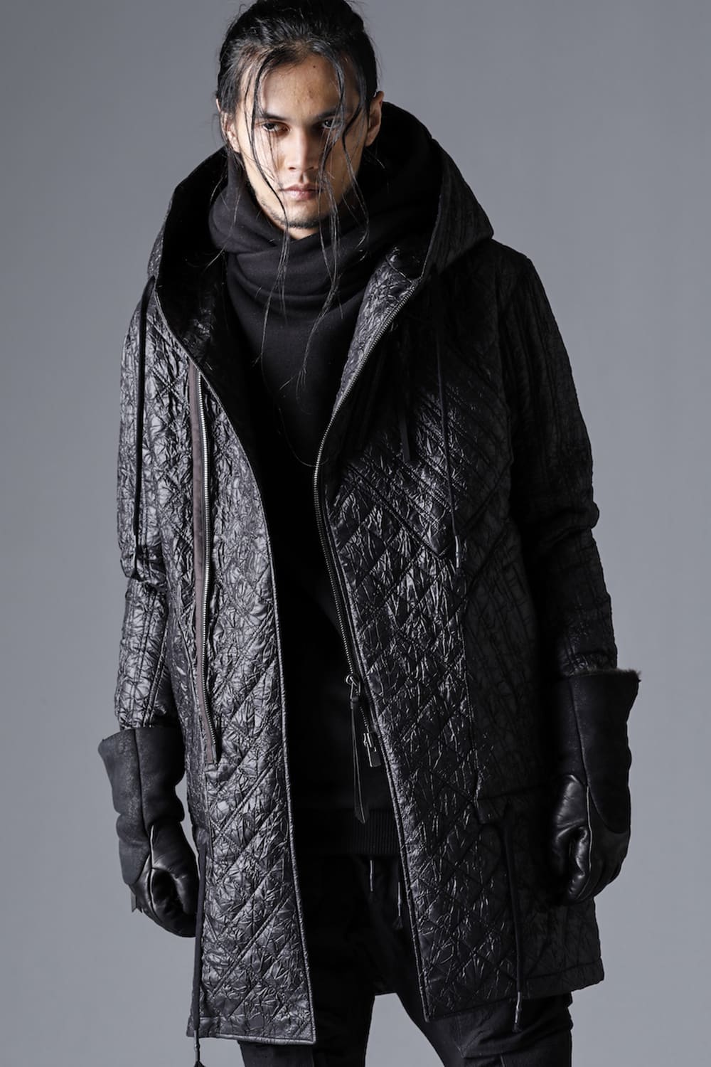 D.HYGEN(ディーハイゲン) 22-23AW(秋冬) ST108-0422A フレンチベイビーラムムートン×ホースレザーコンビネーショングローブ 4-002