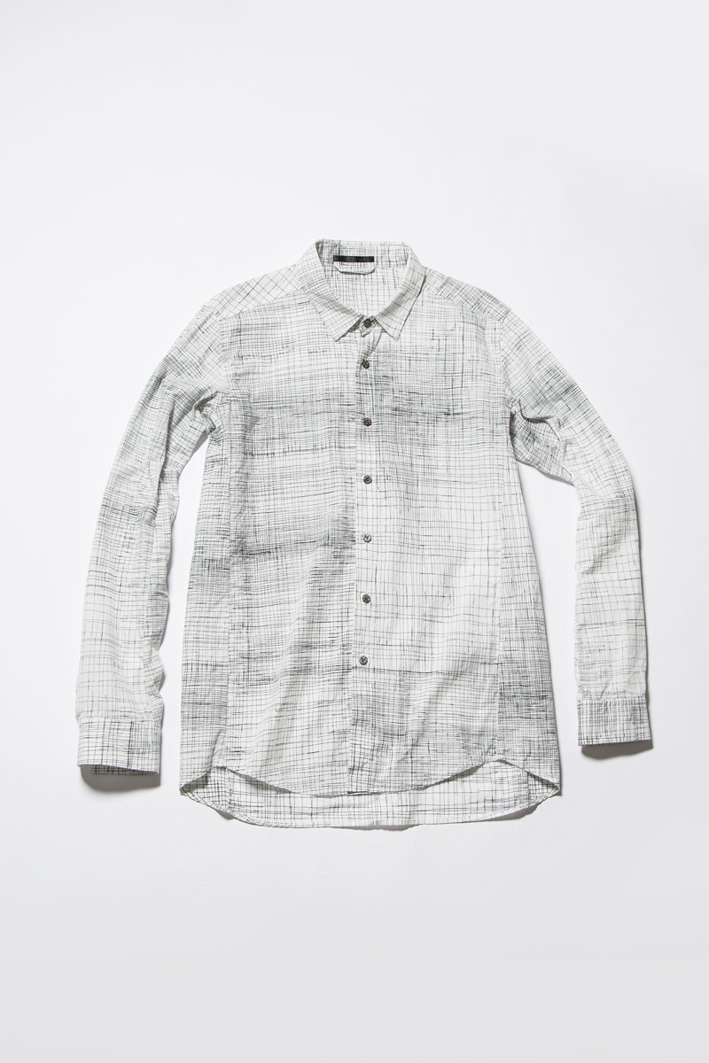 Handwriting Check Print Long Sleeves Shirt Handwriting Check Print Long Sleeves Shirt