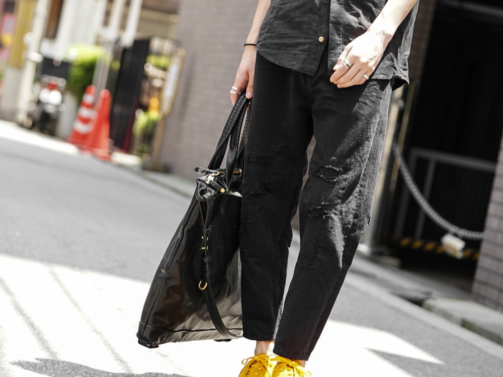 individual sentiments Pants PA75-DE3 Cotton Linen Herringbone Denim detail 02