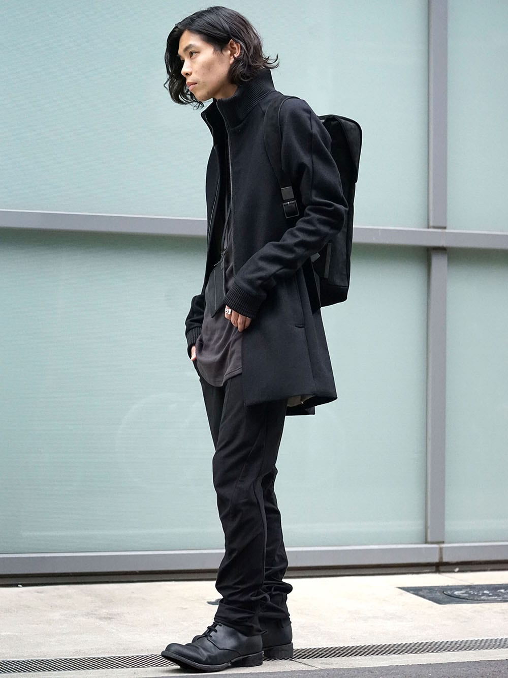 DEVOA Rib Coat Cashmere Melton Style 02