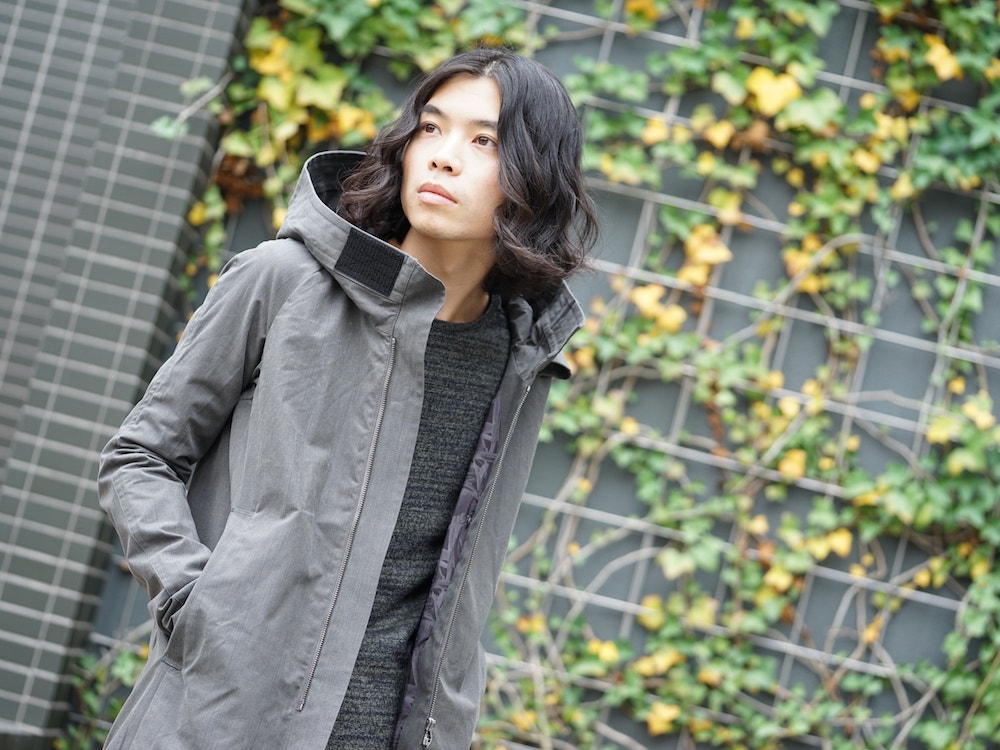 DEVOA SS18 Hooded Jacket Prince of Wales Check Khaki Gray 02