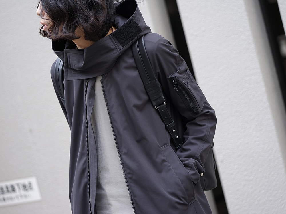 DEVOA SS18 Hooded Jacket Prince of Wales Check Khaki Gray 03