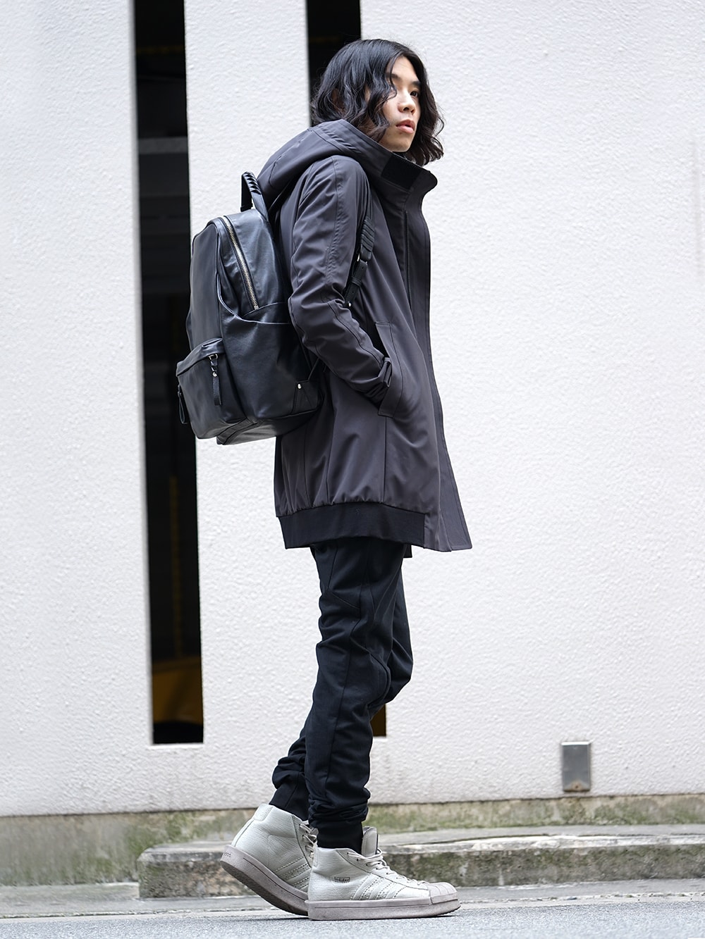 DEVOA SS18 Hooded Jacket Prince of Wales Check Khaki Gray 03