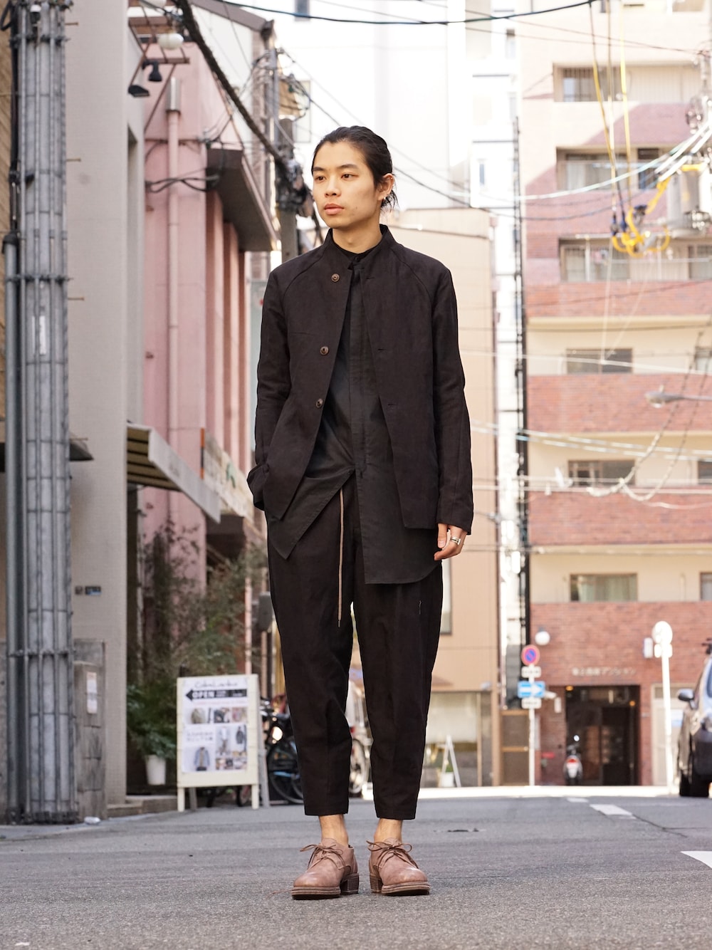 DEVOA SS18 Jacket Cotton Linen Check Bordeaux Style 01