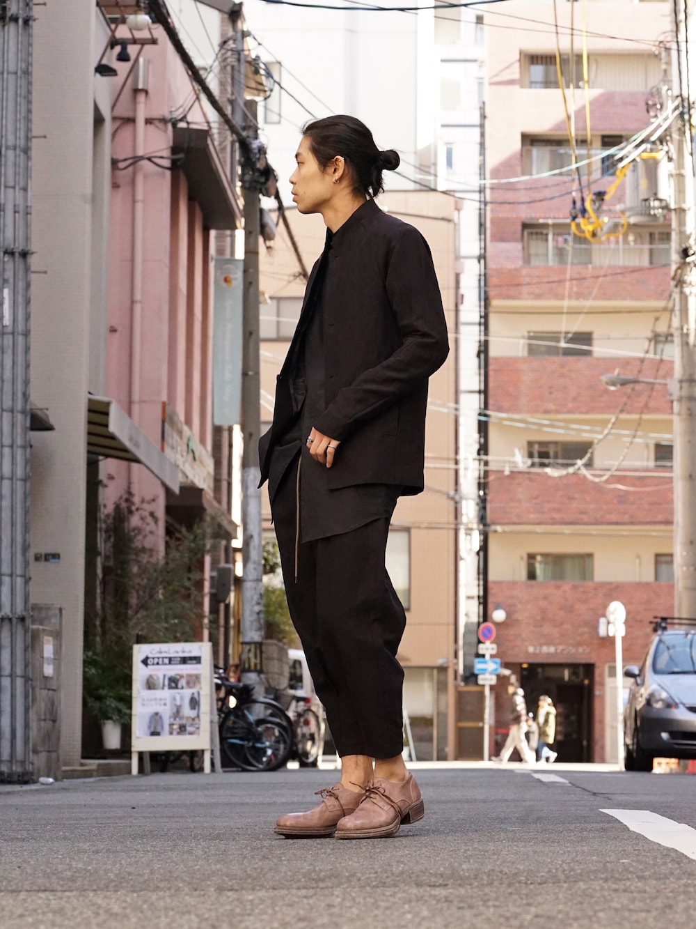 DEVOA SS18 Jacket Cotton Linen Check Bordeaux Style 02