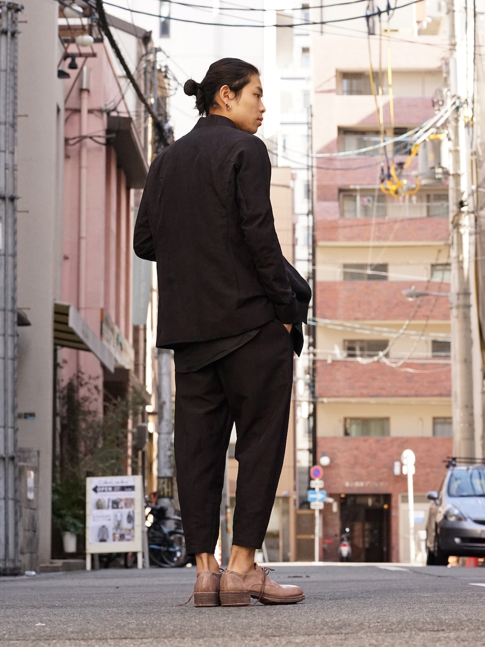 DEVOA SS18 Jacket Cotton Linen Check Bordeaux Style 04