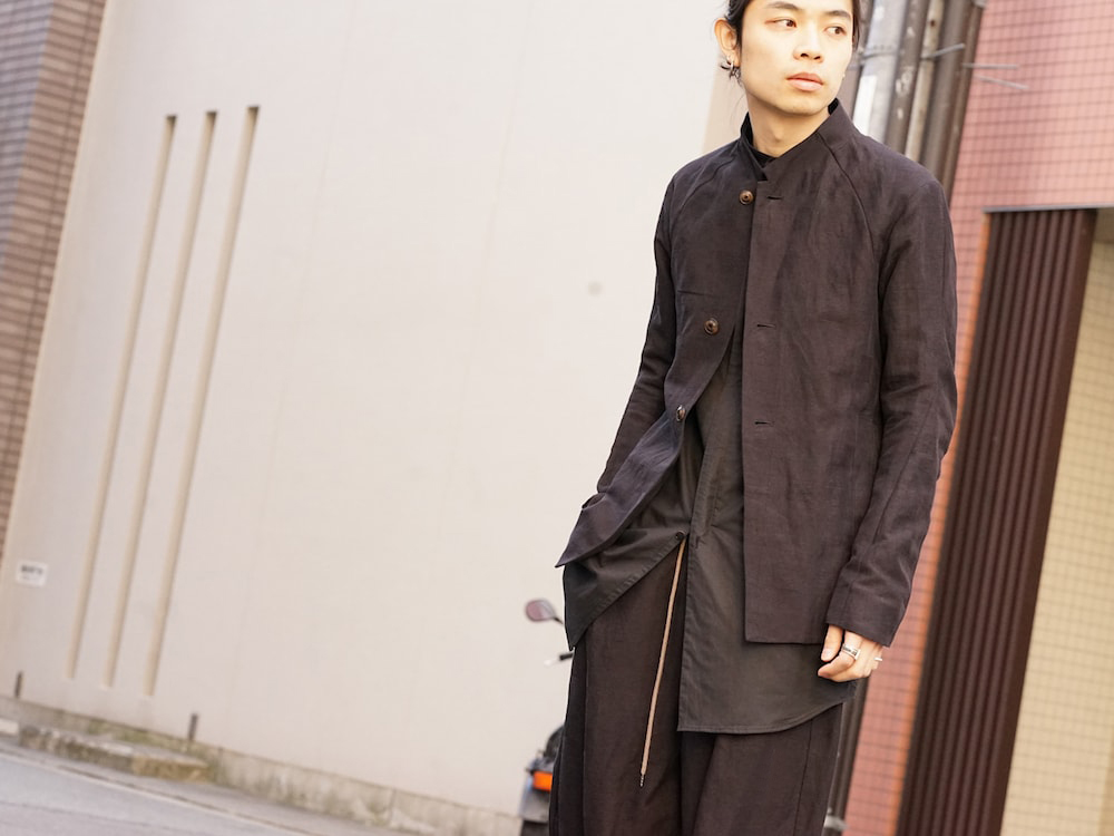 DEVOA SS18 Jacket Cotton Linen Check Bordeaux Style 05