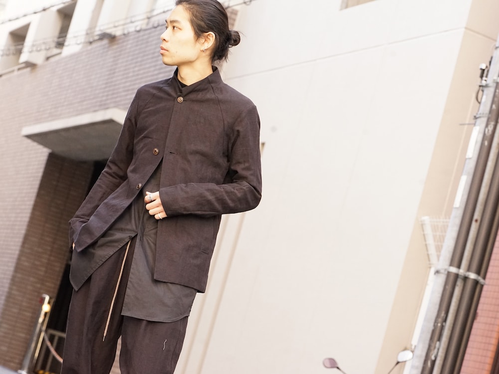 DEVOA SS18 Jacket Cotton Linen Check Bordeaux Style 07