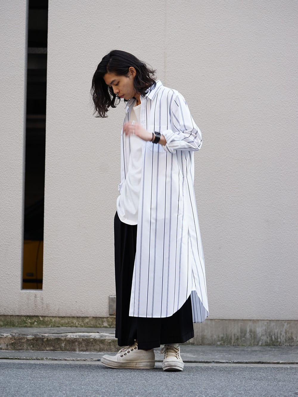 GROUND Y x Stripe Long Shirt Dress Style