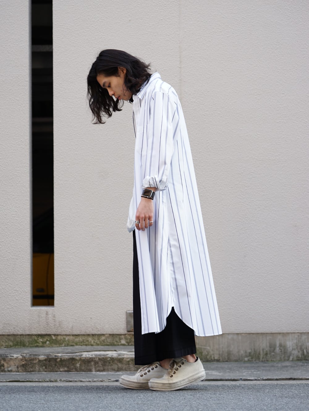 GROUND Y x Stripe Long Shirt Dress Style