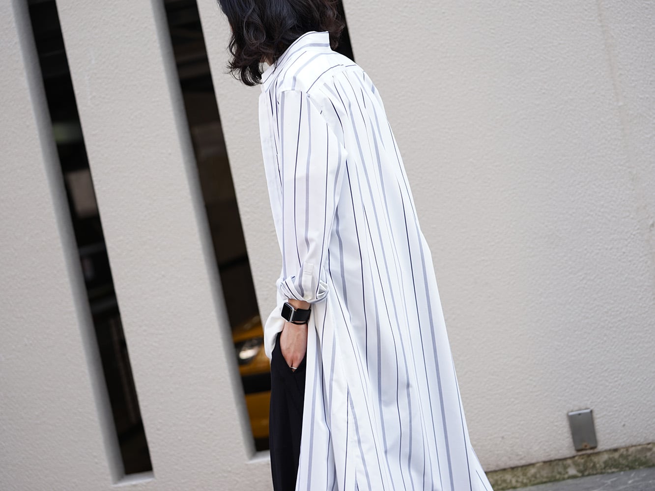 GROUND Y x Stripe Long Shirt Dress Style 03
