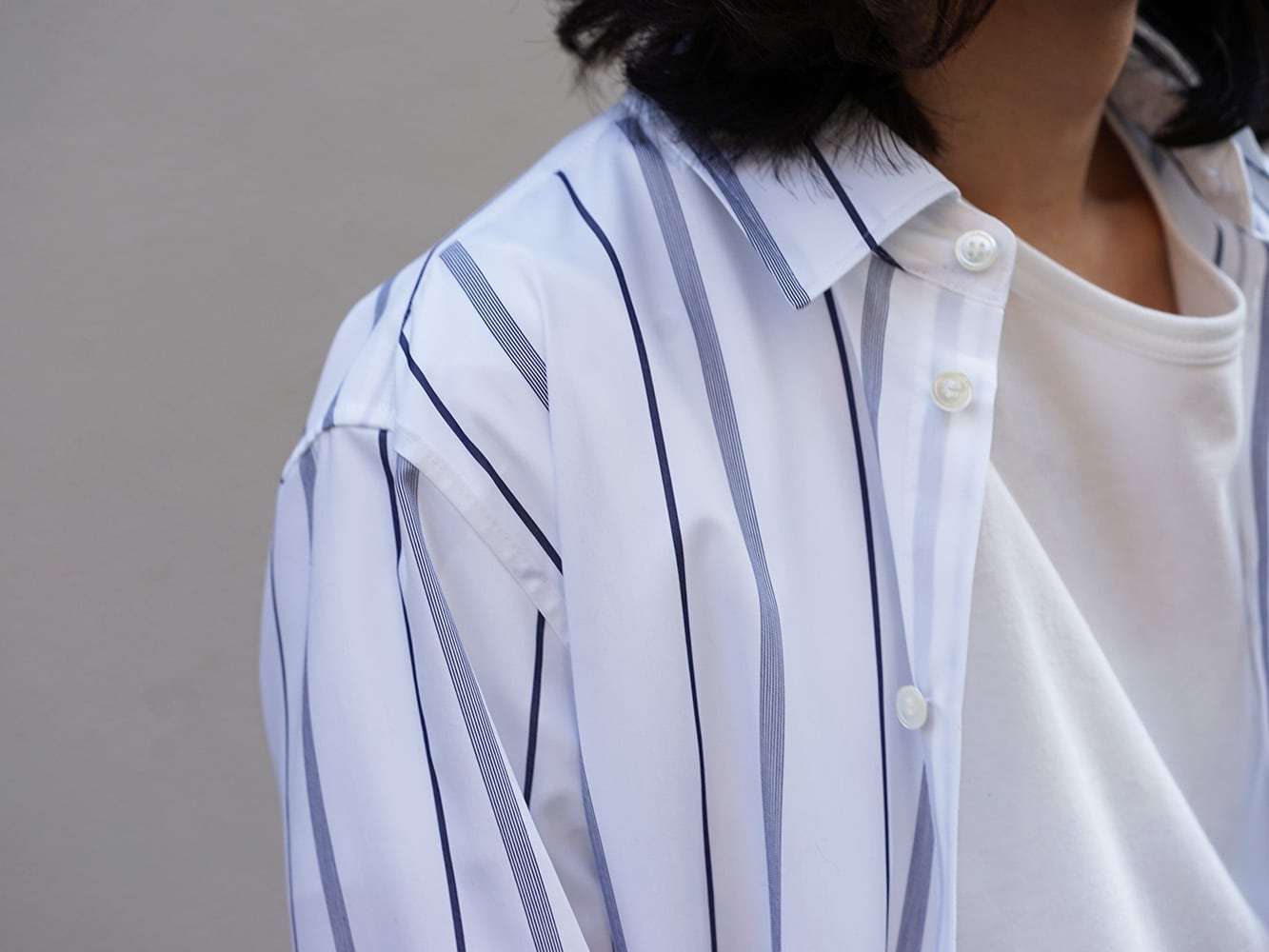 GROUND Y x Stripe Long Shirt Dress Style 04