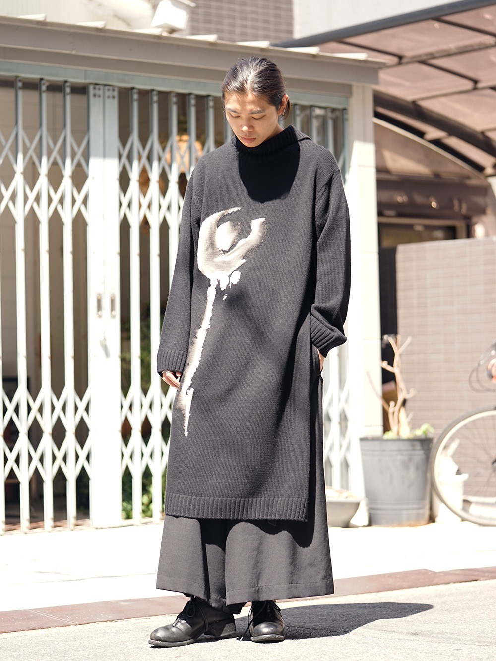 Yohji Yamamoto 18AW Girl Pattern Turtle Intersia Knit Style 07