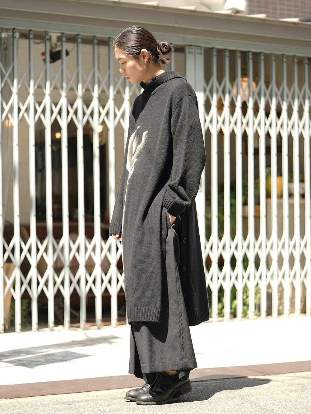 Yohji Yamamoto 18AW Girl Pattern Turtle Intersia Knit Style 01