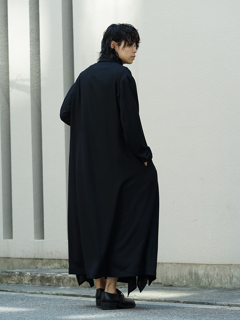 Yohji Yamamoto 18AW Collared Tab Coat Dress Wool Viyella Style 03