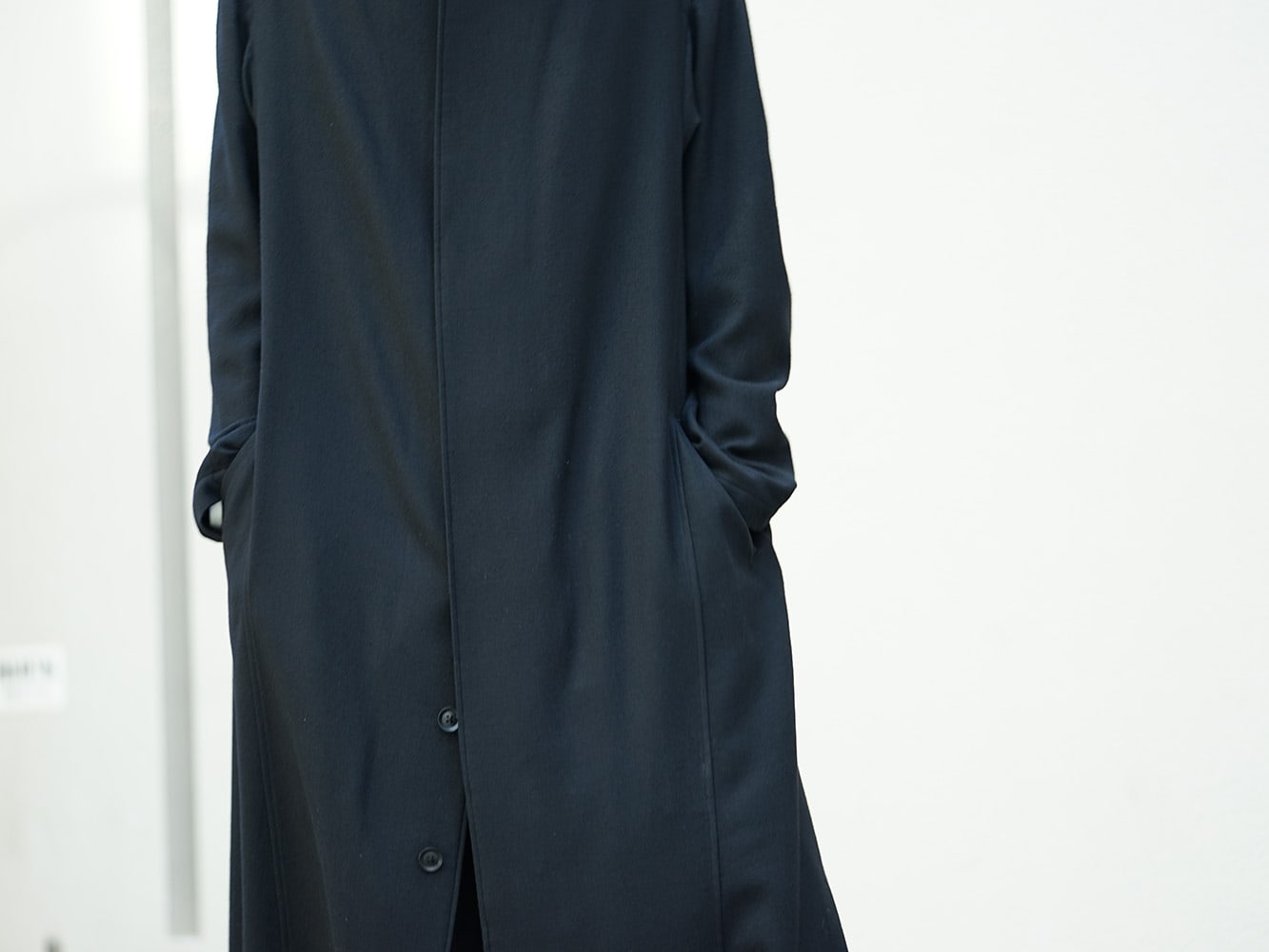 Yohji Yamamoto 18AW Collared Tab Coat Dress Wool Viyella Style 06