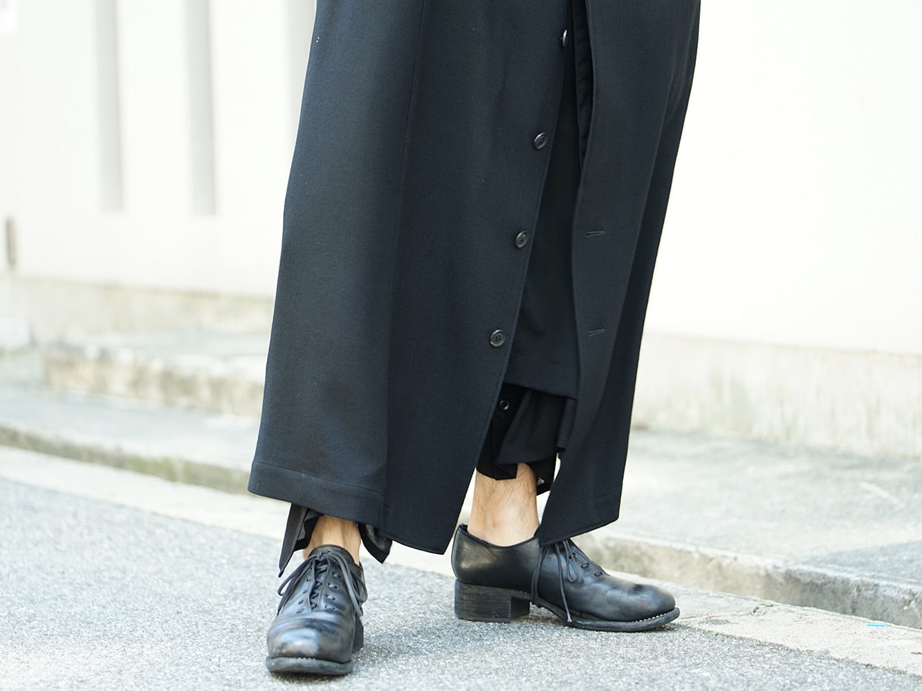 Yohji Yamamoto 18AW Collared Tab Coat Dress Wool Viyella Style 07