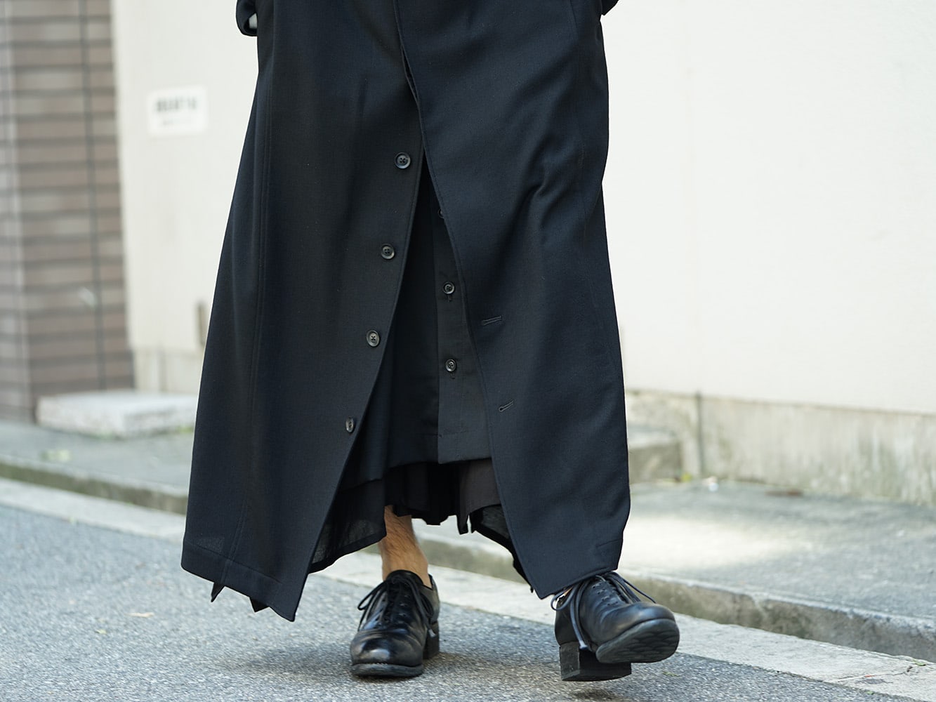 Yohji Yamamoto 18AW Collared Tab Coat Dress Wool Viyella Style 08