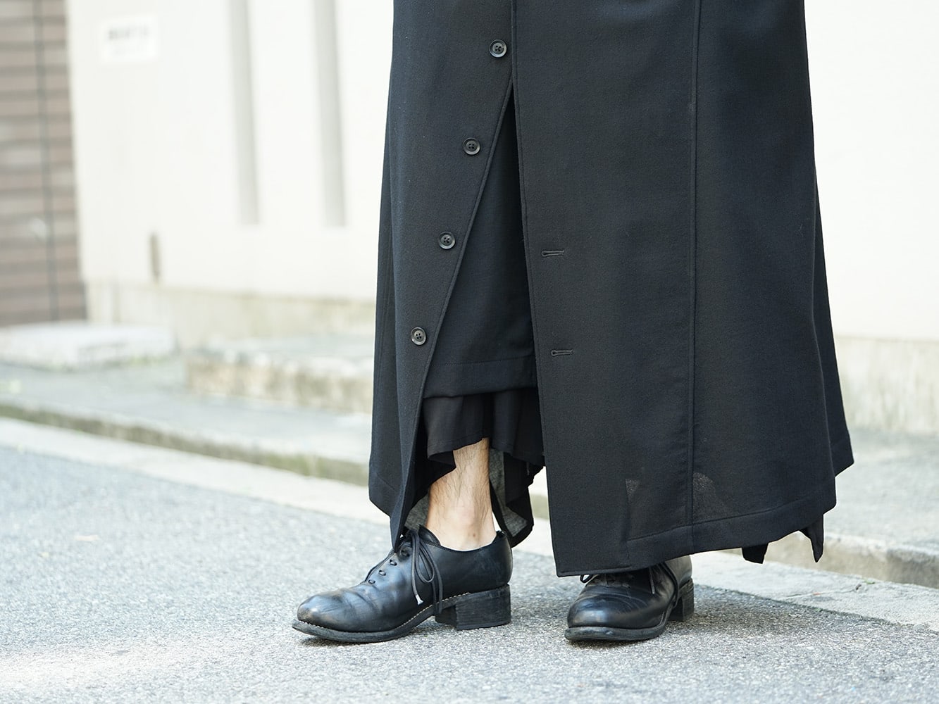 Yohji Yamamoto 18AW Collared Tab Coat Dress Wool Viyella Style 10