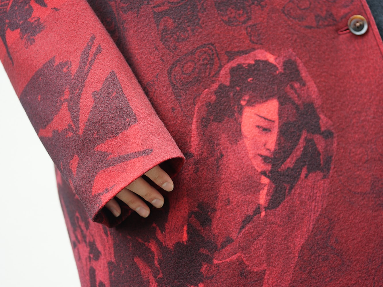 Yohji Yamamoto 18AW Red flannel right front dress coat Style 05