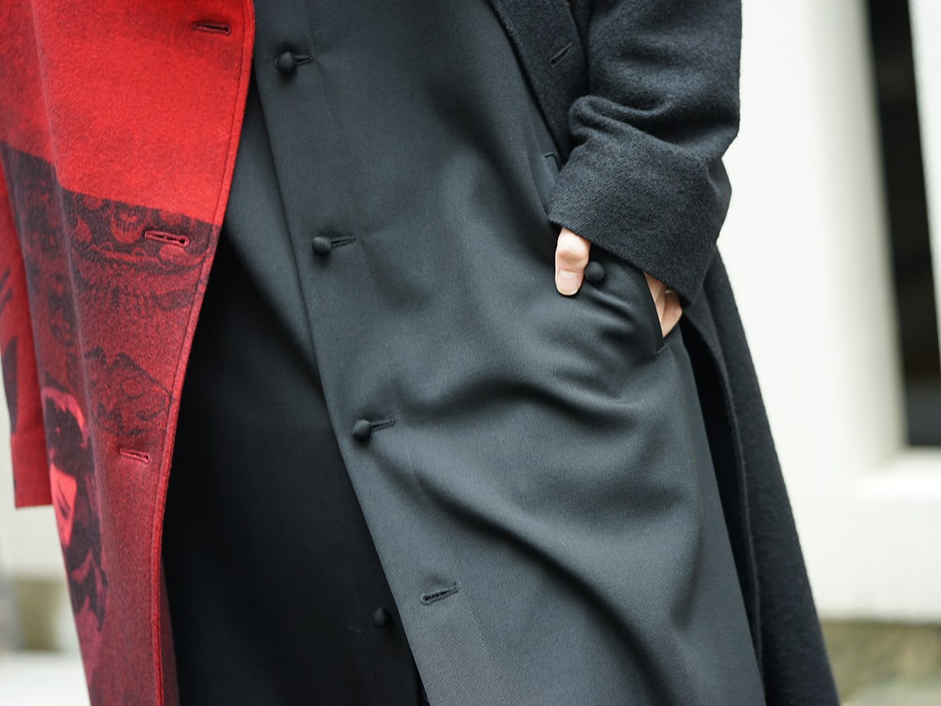 Yohji Yamamoto 18AW Red flannel right front dress coat Style 07