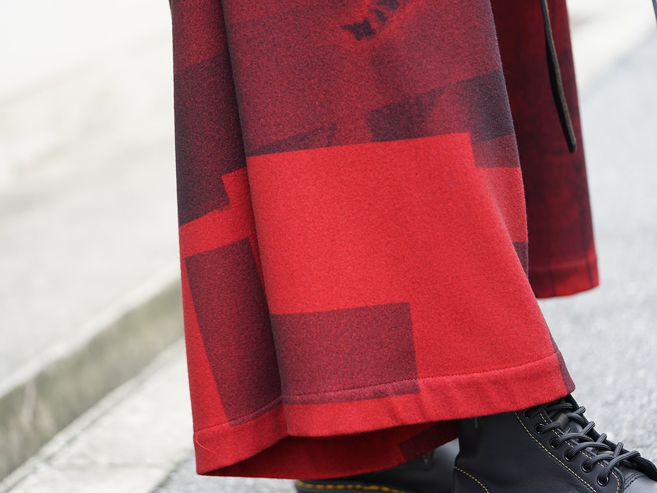 Yohji Yamamoto 18AW Red flannel right front dress coat Style 07