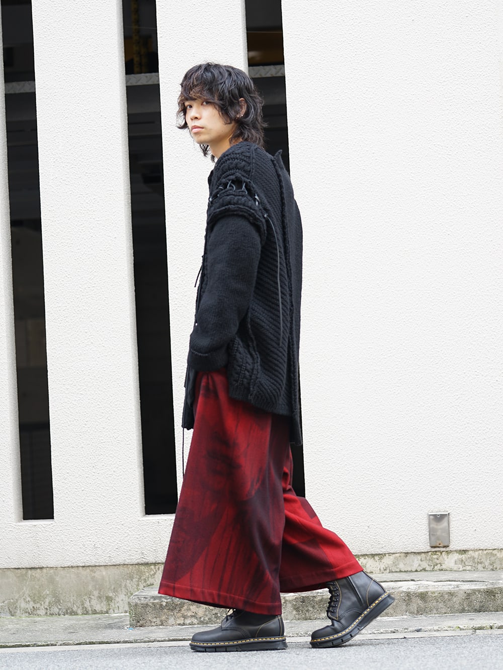 Yohji Yamamoto 18AW Leather Lace Seam Grafting Knit Style