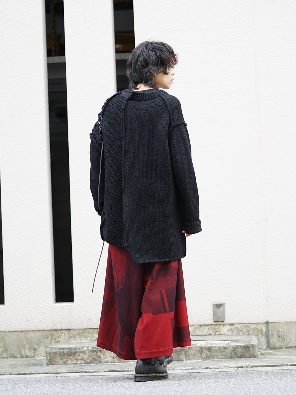 Yohji Yamamoto 18AW Leather Lace Seam Grafting Knit Style 