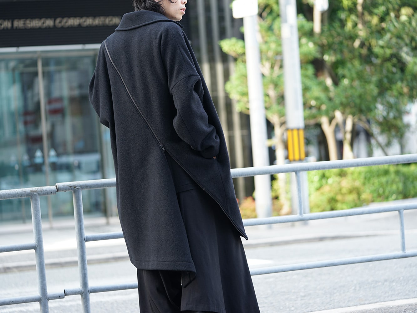 B Yohji Yamamoto Bias Fastener Long Coat