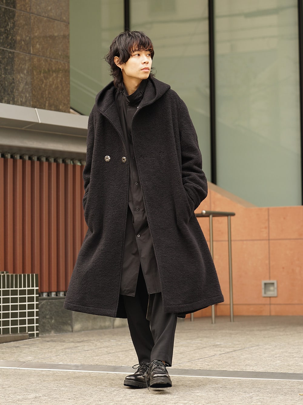 Yohji Yamamoto 18AW Ｗ hooded coat knit mossa Style - FASCINATE BLOG
