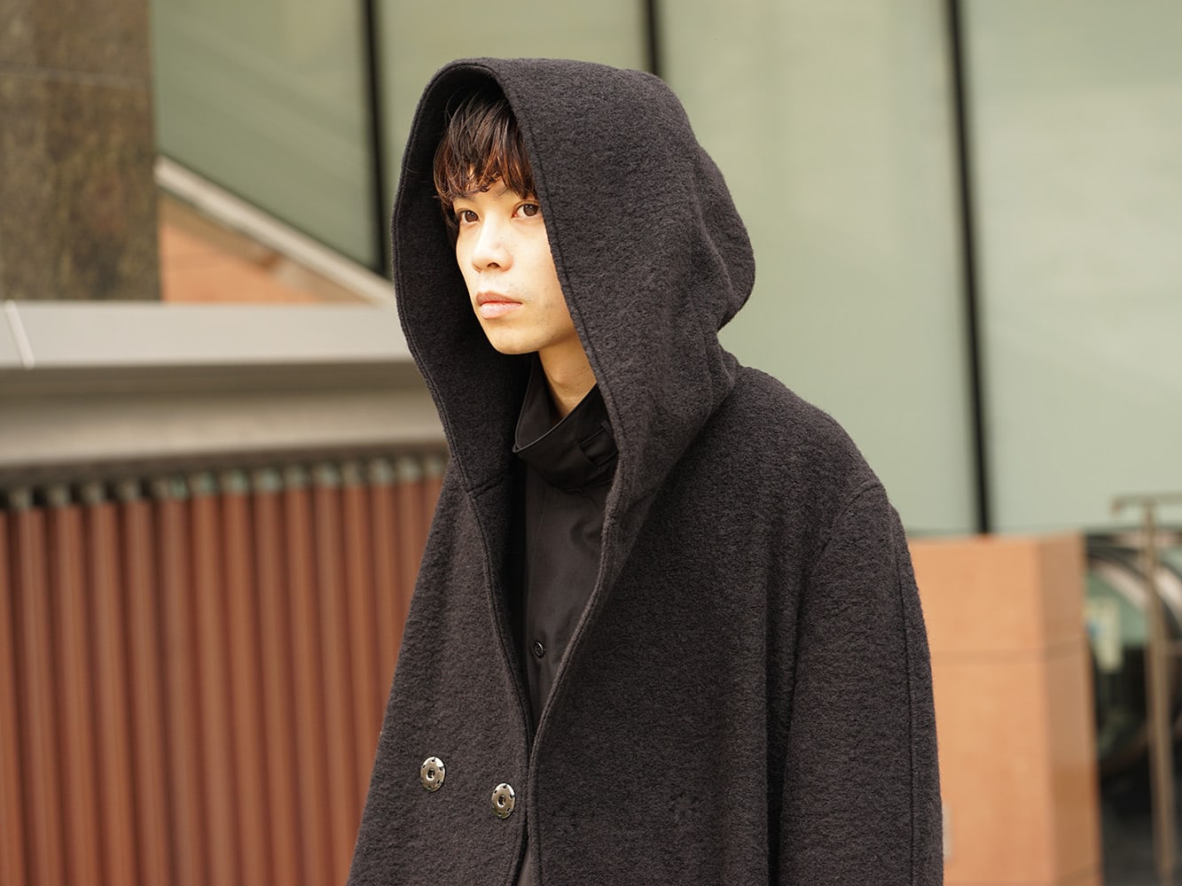Yohji Yamamoto 18AW Ｗ hooded coat knit mossa Style 08