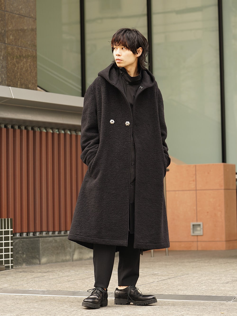 Yohji Yamamoto 18AW Ｗ hooded coat knit mossa Style 02