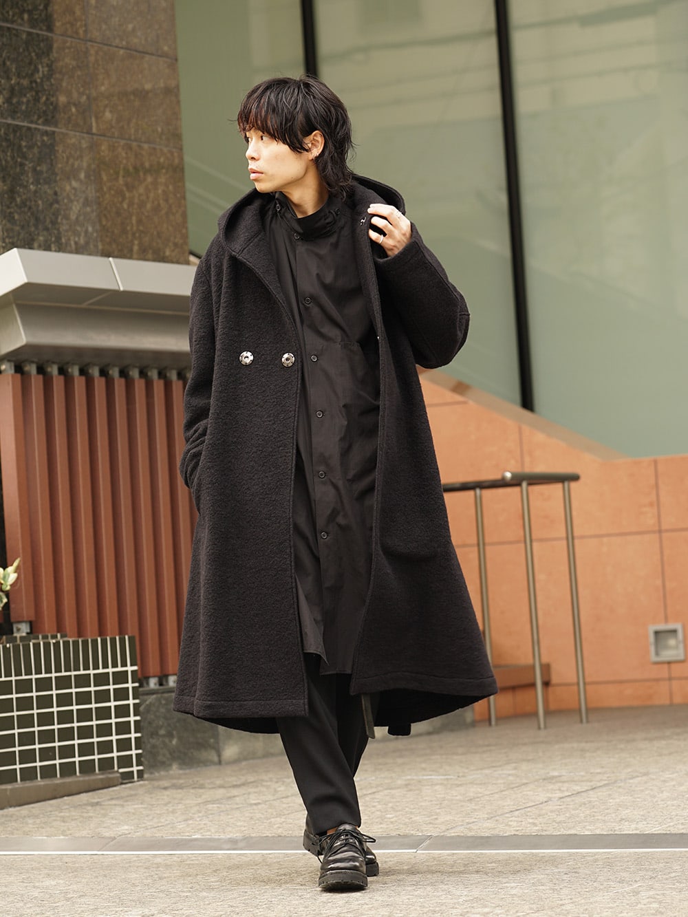 Yohji Yamamoto 18AW Ｗ hooded coat knit mossa Style 03