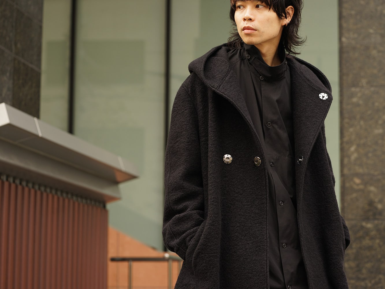 Yohji Yamamoto 18AW Ｗ hooded coat knit mossa Style 05