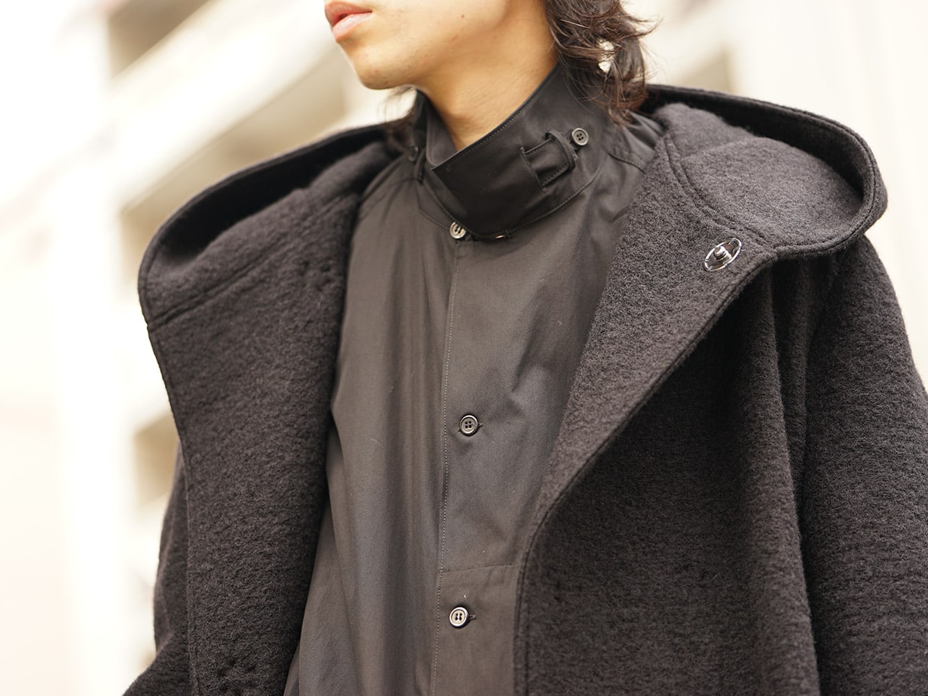 Yohji Yamamoto 18AW Ｗ hooded coat knit mossa Style 08