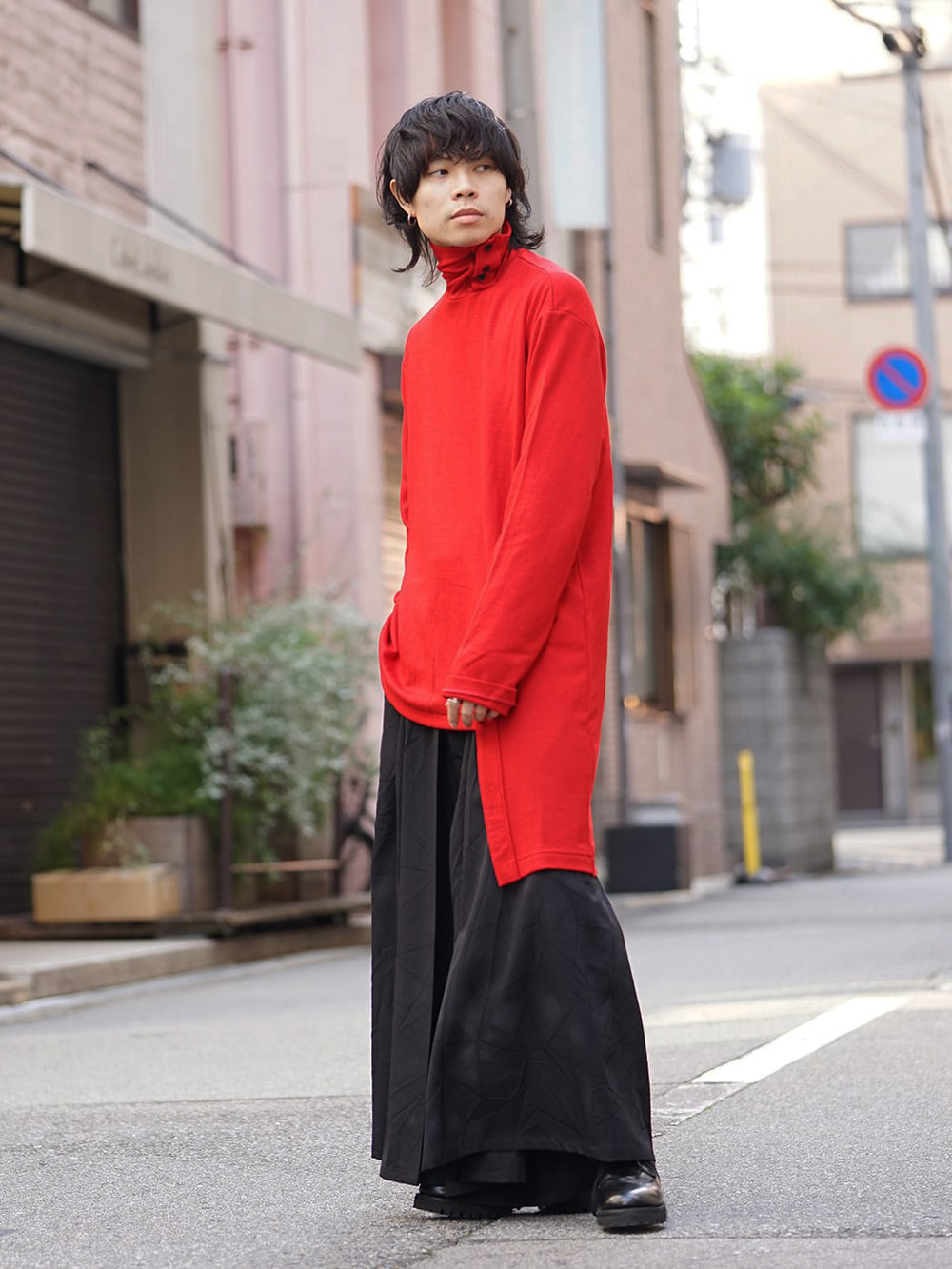 Yohji Yamamoto 18AW Red color Turtle Milled Washable Jersey Style 02
