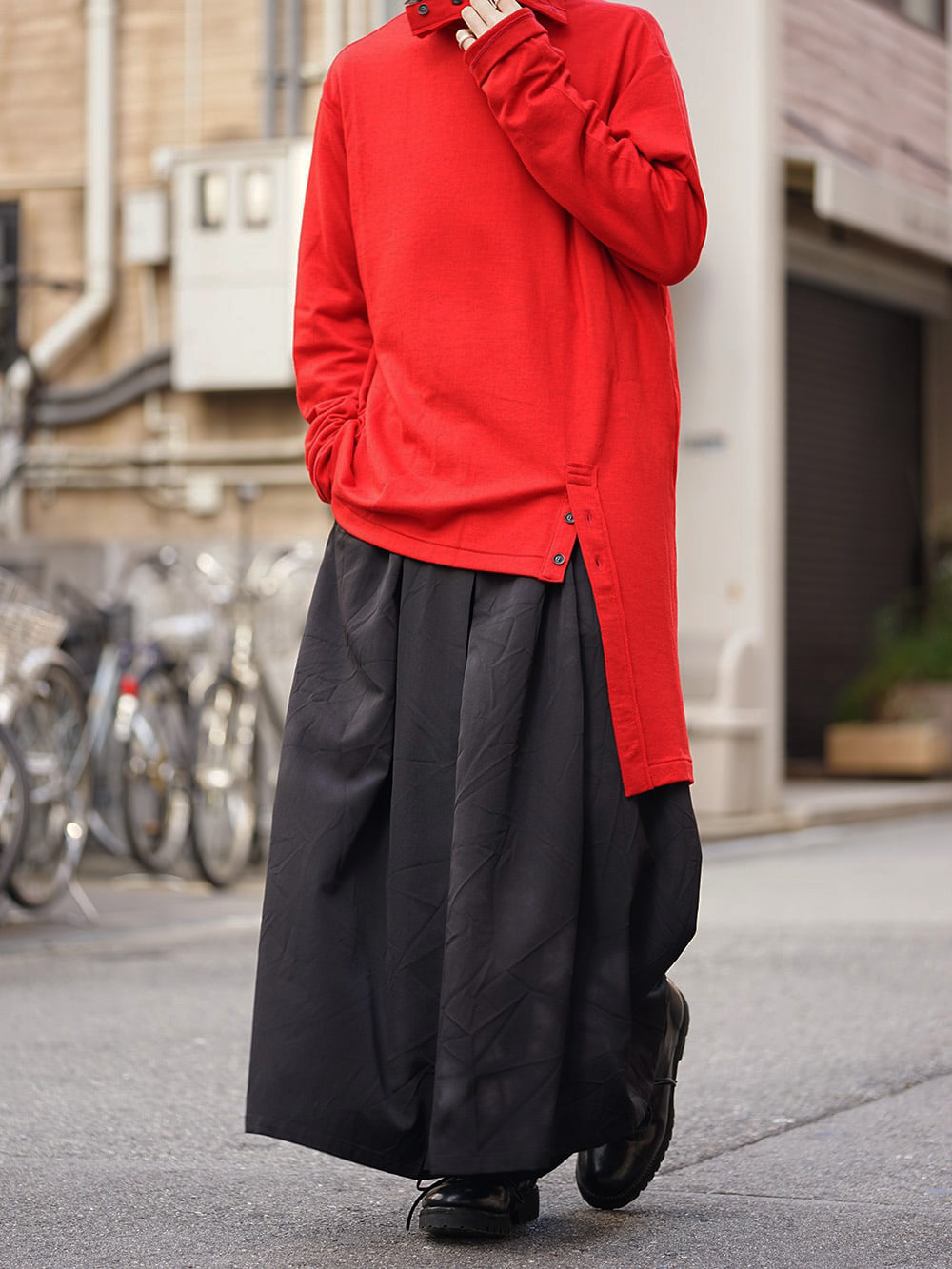 Yohji Yamamoto 18AW Red color Turtle Milled Washable Jersey Style 10