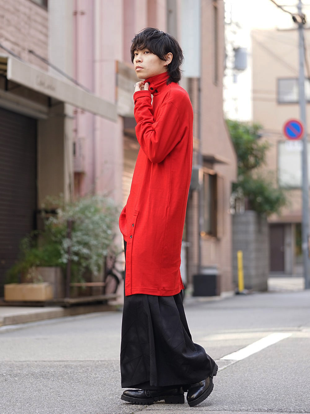 Yohji Yamamoto 18AW Red color Turtle Milled Washable Jersey Style 03