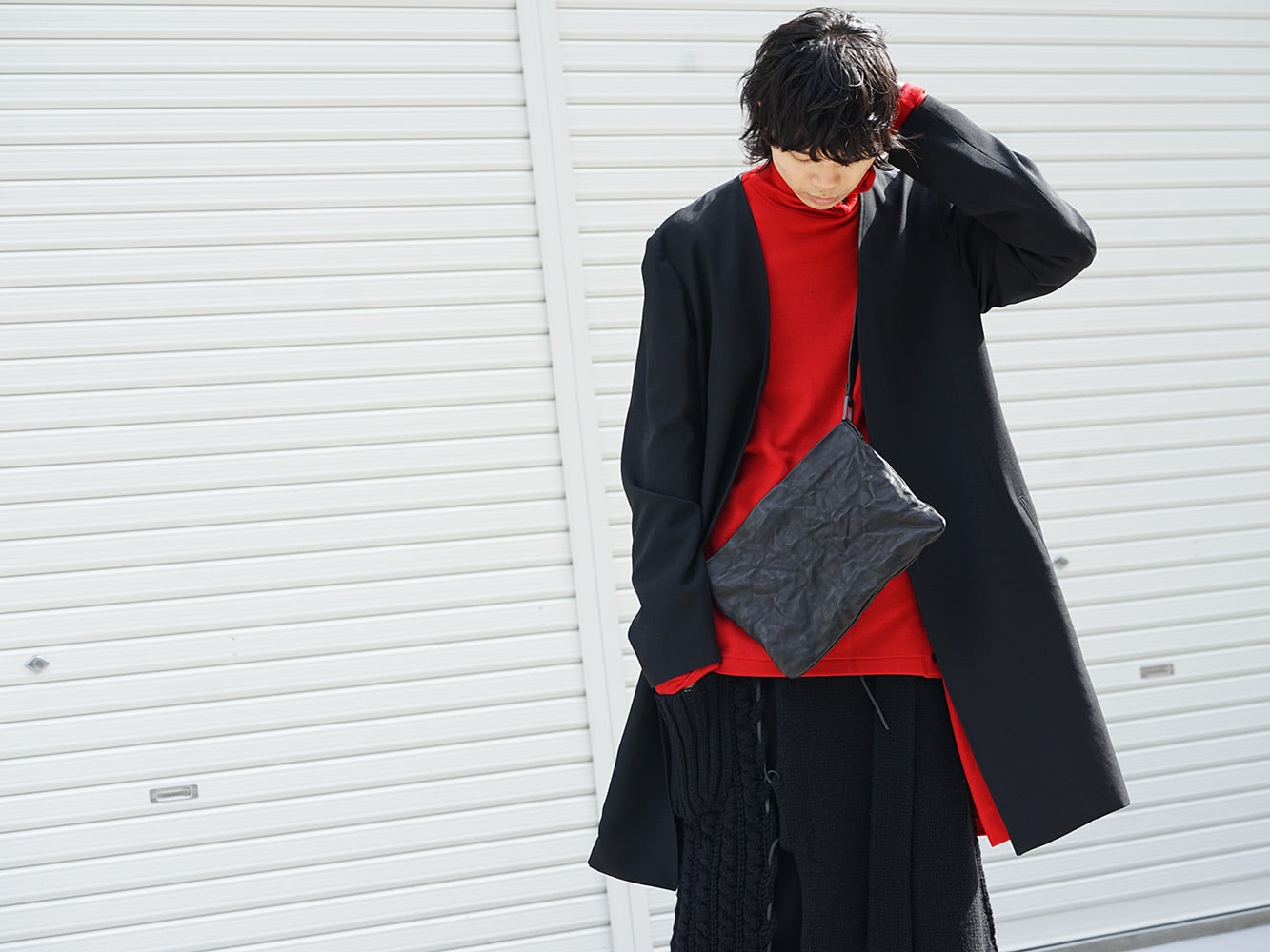 Yohji Yamamoto 18AW No Collar Jacket Wrinkled Gabardine Style 06