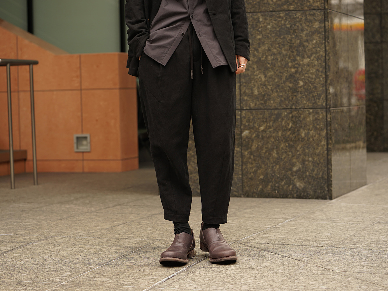 DEVOA 19SS Silk Linen Canvas Sand Blast Finish Suit Style